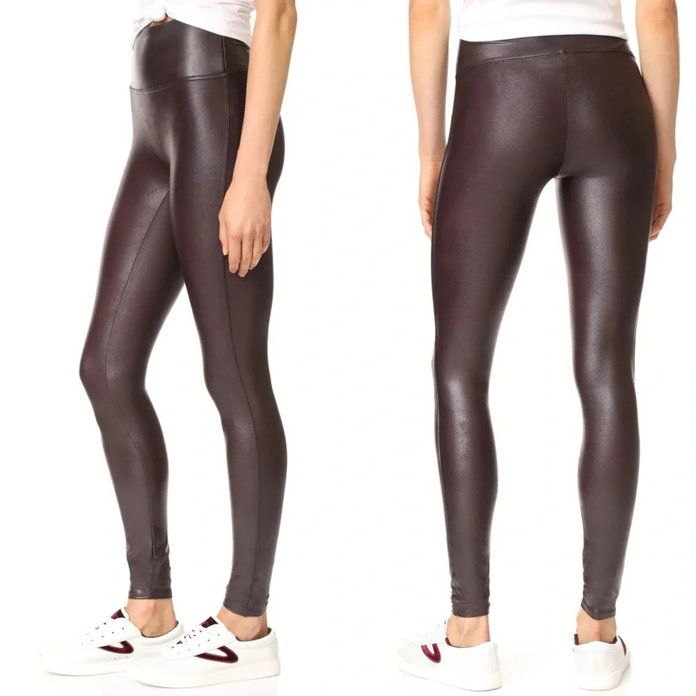 Spanx Burgundy Faux Leather Leggings Sz 2X